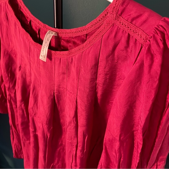 SzM 100% Silk Boho Bouse in Dark Pink. - Picture 2 of 7
